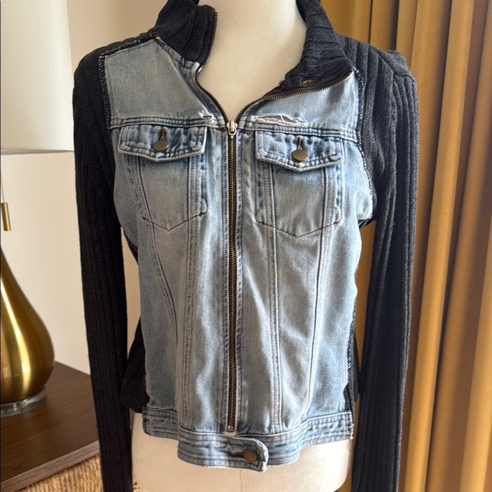 Denim and Slate Gray Knit Women's Sweater